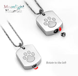 Dog Tag With Paw Print  Urn Cremation Pendant Ash Holder Memorial Necklace