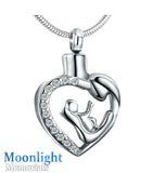 Mother & Child Crystal Urn Cremation Pendant Ash Holder Memorial Necklace