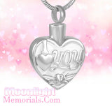 I Love You Heart Enamel Heart Urn Cremation Necklace