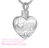 I Love You Heart Enamel Heart Urn Cremation Necklace