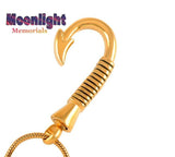 Fish Hook Gold Fishing Urn Cremation Pendant Ash Holder Memorial Necklace