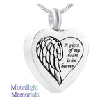 New A piece of my heart is in heaven Cremation Urn Ashes Necklace