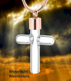 Cross Glass Urn Cremation Pendant Ash Holder Memorial Necklace