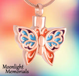 Butterfly Color Urn Cremation Pendant Ash Holder Memorial Necklace