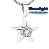 Star Inlay Crystal Cremation Urn Keepsake Ashes Memorial Necklace