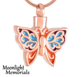 Butterfly Color Urn Cremation Pendant Ash Holder Memorial Necklace