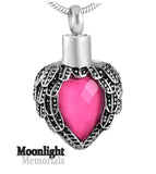 Birthstones Crystal Locket Cremation Urn Ashes Holder Memorial Necklace