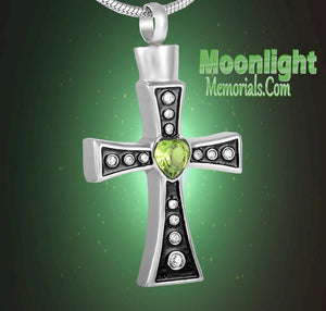 Cross Crystal Celtic Irish Cremation Urn Necklace