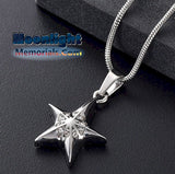 Star Inlay Crystal Cremation Urn Keepsake Ashes Memorial Necklace