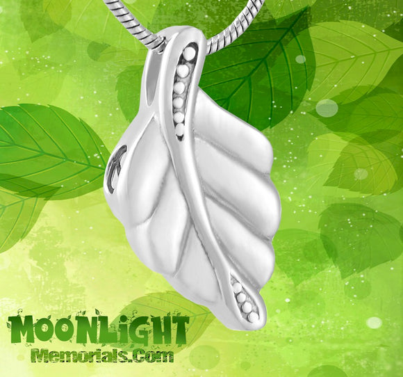 Leaf Cremation Urn Keepsake Ashes Memorial Necklace