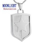 Star Badge Army Police Urn Cremation Pendant Ash Holder Memorial Necklace