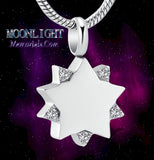 Star Crystal Silver Cremation Urn Necklace