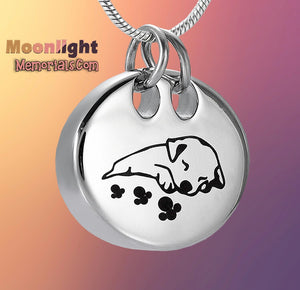 Puppy Sleeping Dog Pet Urn Cremation Necklace