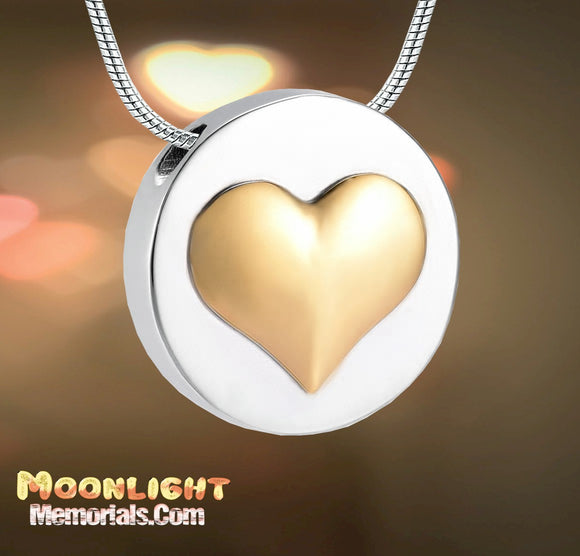 Heart Gold Silver Urn Cremation Pendant Ash Holder Memorial Necklace