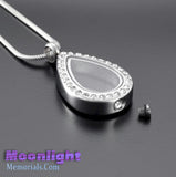 Glass Teardrop Crystal Cremation Urn Keepsake Ashes Memorial Necklace