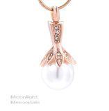 Pearl Crystal Urn Cremation Pendant Ash Holder Memorial Necklace