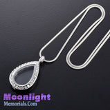 Glass Teardrop Crystal Cremation Urn Keepsake Ashes Memorial Necklace