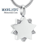 Star Crystal Silver Cremation Urn Necklace