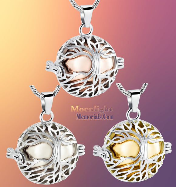 Tree Of Life Ball Locket Cremation Urn Keepsake Ashes Necklace