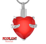 Red Heart Cremation Urn Necklace