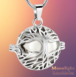 Tree Of Life Ball Locket Cremation Urn Keepsake Ashes Necklace