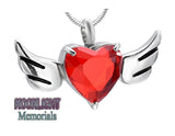 Heart Angel Wings Crystal Urn Cremation Necklace