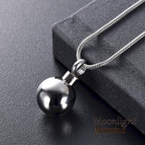 Polished Stainless Steel Ball Urn Keepsake Ashes Memorial Necklace