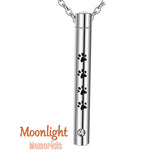 Paw Pet Cylinder Crystal Cylinder Urn Cremation Necklace