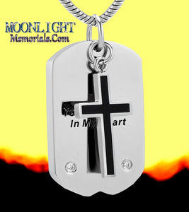 Cross You Are Always In My Heart Tag Urn Cremation Necklace