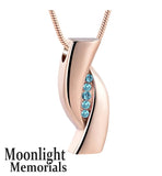 Elegant Crystal Stainless Steel Urn Cremation Necklace