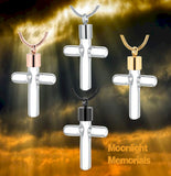 Cross Glass Urn Cremation Pendant Ash Holder Memorial Necklace