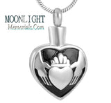 Irish Claddagh Heart Urn Cremation Pendant Ash Holder Memorial Necklace