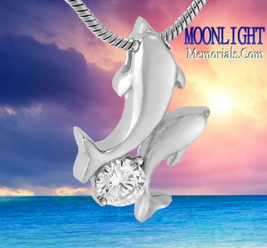 Dolphin Crystal child Cremation Urn Keepsake Ashes Memorial Necklace