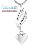 Angel Wings Heart Urn Cremation Necklace