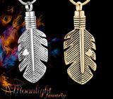 Feather Heart Urn Cremation Necklace