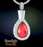 Crystal Teardrop Urn Cremation Necklace