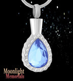 Crystal Teardrop Urn Cremation Necklace