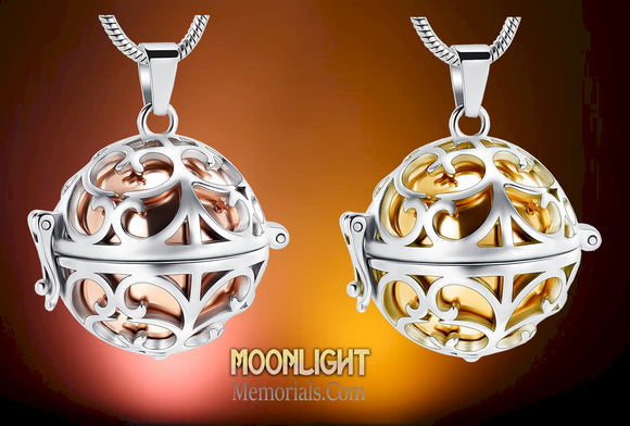 Ball Locket Urn Cremation Pendant Ash Holder Memorial Necklace