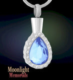 Crystal Teardrop Urn Cremation Necklace