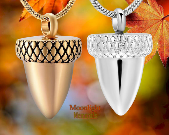 Acorn Nut Urn Cremation Pendant Ash Holder Memorial Necklace