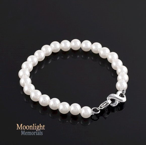 New Pearl Beaded Stainless Steel Cremation Memorial Urn Ashes Bracelet