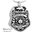 Police Officer Badge Cop Urn Cremation Pendant Ashes Holder Memorial Necklace