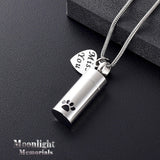 Paw Miss You Heart Embossed Urn Cremation Pendant Ashes Holder Memorial Necklace