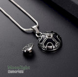 Celtic Shield Black Knot Irish Urn Cremation Pendant Ashes Holder Memorial Necklace