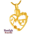 Mom Heart Urn Cremation Necklace