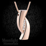 Elegant Crystal Stainless Steel Urn Cremation Necklace