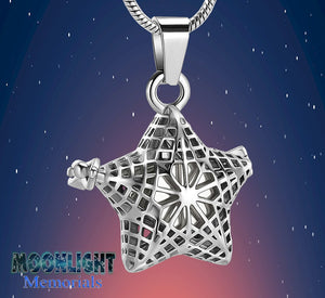 Star Locket Cremation Urn Keepsake Ashes Necklace