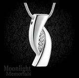 Elegant Crystal Stainless Steel Urn Cremation Necklace