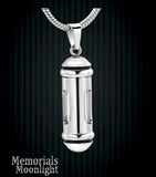 Glass Cylinder Stainless Steel Urn Cremation Pendant Ash Holder Memorial Necklace