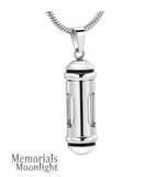 Glass Cylinder Stainless Steel Urn Cremation Pendant Ash Holder Memorial Necklace